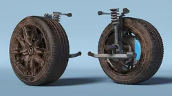 Dirty Mercedes Front Car Wheel Rim with Suspension 3D model