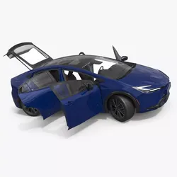 Hybrid Liftback Sedan Blue Rigged 3D model