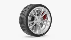 Luxury Car Wheel with Red Brake Caliper 3D model