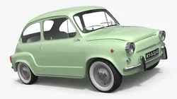 Retro Compact Hatchback Light Green Simplified 3D model