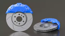 Slotted Brake Disc with Blue Racing Caliper 3D model