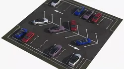 Street Level Parking with Vehicles with Car 3D model