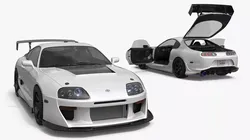 Toyota Supra Mk4 Carbon Aero Kit White Rigged 3D model