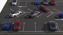 Urban Car Parking Area with People 3D model
