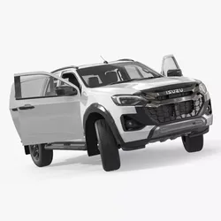 Urban Isuzu Pickup Truck White Rigged for Cinema 4D 3D model