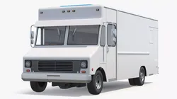 Urban Service Food Van White Simplified 3D model