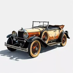 Vintage Antique Car 3D Model Low-poly 3D model