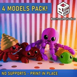 Articulated Keychains Pack - Sea Friends
