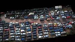 cars wreckage terrain large field drone photogrammetry Low-poly 3D model
