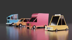 Low poly cartoon style car set Low-poly 3D model