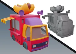 Low poly hot dug truck Low-poly 3D model