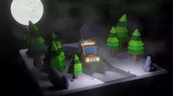 Lowpoly 3D model truck in forest 3D model