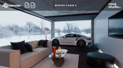 Winter Cabin 3 Blender Project File Textured Blend FBX OBJ 3D model