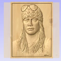 Axl Rose Portrait – 3D CNC Relief STL for Wood Carving