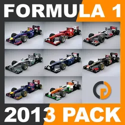 F1 2013 Cars and Helmets 3D model