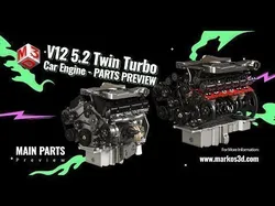 V12 Twin Turbo with Disassembled Car Engine 3D Model Pack