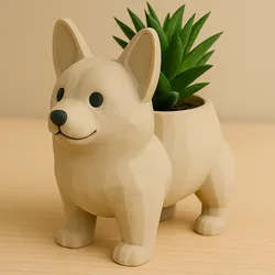Adorable Dog Planter | Corgi-Inspired 3D Print | Cute Succulent Pot