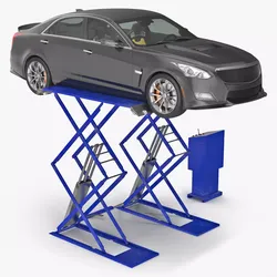 Automotive Scissor Lift and Sedan Rigged 3D model