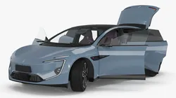 Avatr 12 EV Blue Color with Headlights On Rigged 3D model