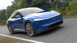 Blue Tesla Model Y Juniper 2025 Rigged for Cinema 4D 3D model