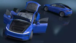 Blue Tesla Model Y Juniper 2025 Rigged for Maya 3D model