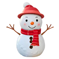 Cheerful Snowman with Scarf and Hat