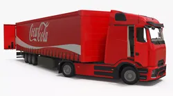 Electric Truck with Coca-Cola Trailer Rigged for Maya 3D model