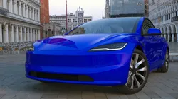 Modern Electric Car Blue Lights On Rigged 3D model