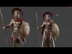 Spartan Warrior Duo 3D Model Low-poly 3D model