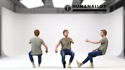 Adult Caucasian man sitting casually in public wearing 3D model