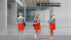 Adult Caucasian woman waiting in public space with bag 3D model