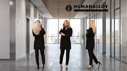 Adult Caucasian woman walking while calling in office business 3D model