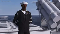 Afro American Sailor in Black Uniform Rigged 3D model