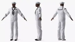 Black Man US Navy Sailor A-Pose 3D model