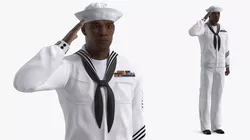 Black Man US Navy Sailor Salutes 3D model