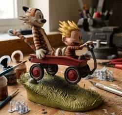 Calvin and Hobbes - The Iconic Wagon Ride Diorama 3D print model