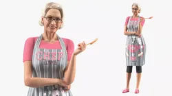 Elderly Female Chef with Apron Rigged for Cinema 4D 3D model