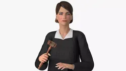 Female Judge Holding Gavel Rigged for Cinema 4D 3D model