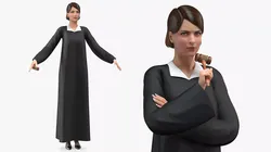 Female Judge Holding Gavel Rigged for Maya 3D model