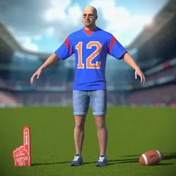 Football Fan Character with Foam Finger and Ball 3D model
