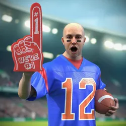 Football Fan Holding Ball Cheering Pose 3D model