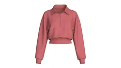 Girls Polo Collar Cropped Half-Zip Jacket 3D model