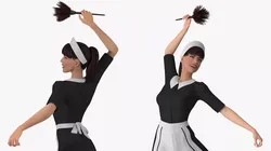 Housemaid Character with Duster Rigged for Maya 3D model