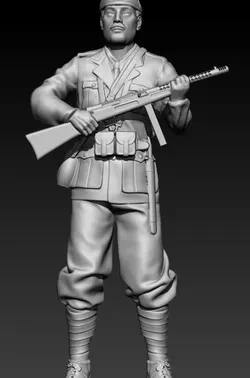 ITALIAN SOLDIER WITH BERETTA MAB 38 WW2 SUBMACHINE GUN
