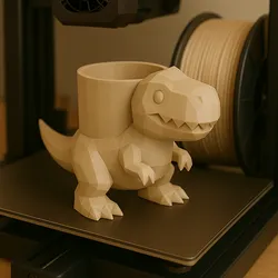 Low-Poly Dinosaur Planter | Cute T-Rex 3D Print for Plants or Desk Use 🦖🌱