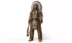 Native American Tribal Warrior Traditional Feather Character 3D model