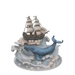 ocean and whale sculpture