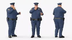 Overweight NYPD Officer Eating Donut 3D model