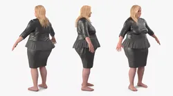 Plus Size Female in Black Leather Dress 3D model