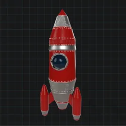 Retro Rocket Ship 3D Model – Stylized Sci-Fi Spacecraft